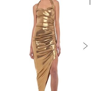 Norma Kamali gold dress!